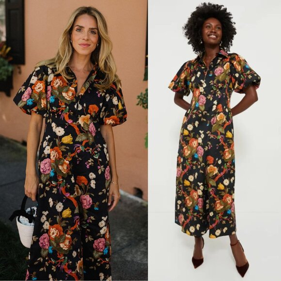 Tuckernuck Dresses & Skirts - Tuckernuck‎ Delaney Baroque Midi Dress Black Floral Size XS